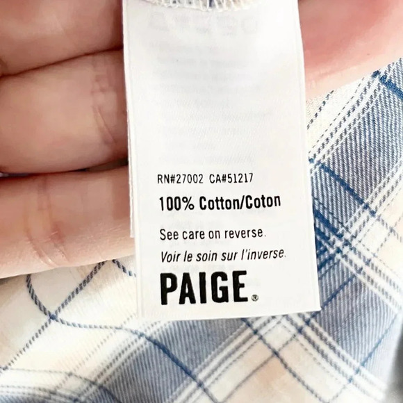 Paige Blue & Pink Plaid Button Down Long Sleeve Shirt Women's Size Small - Picture 6 of 7